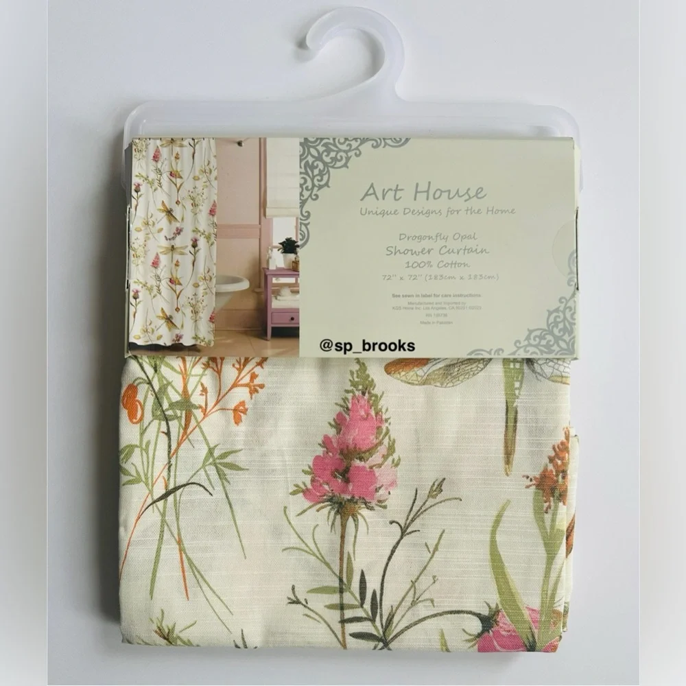 🎁Art House Shower Curtain -Dragonfly Opal Shower Curtain - 100% Cotton - 72”x72”